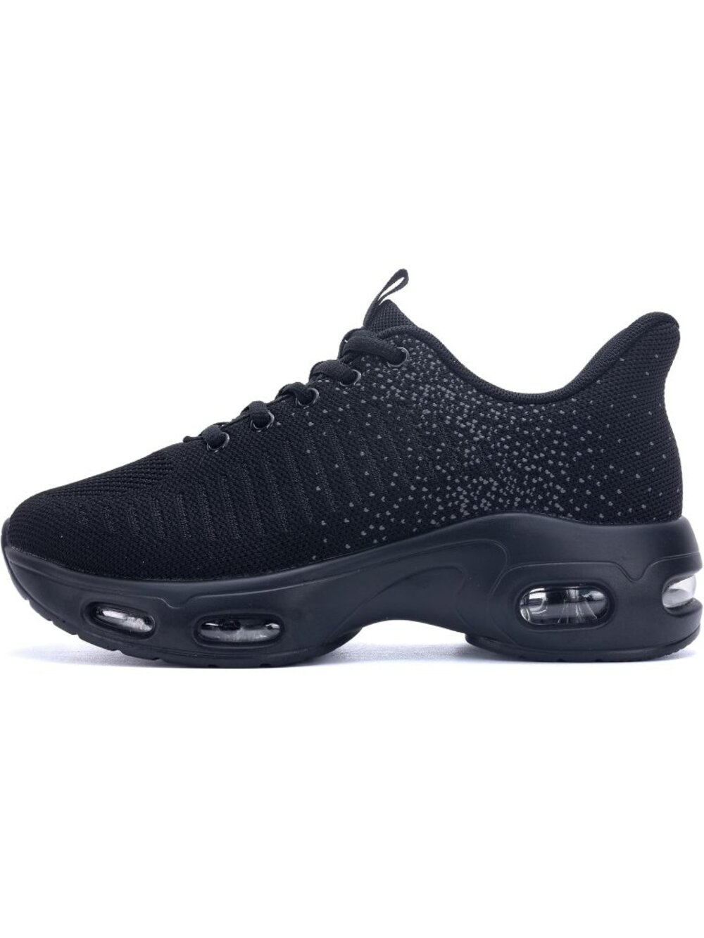 Women's Black 1 Sneakers Lace-Up Slip On Walking Tennis Shoes Easy To Wear